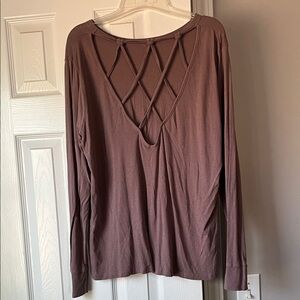Mono B Long Sleeve Top with Lattice Back